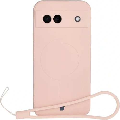 Silikonowe etui z pierścieniem magnetycznym Bizon Case Silicone Magnetic Sq do Google Pixel 8a jasnoróżowe