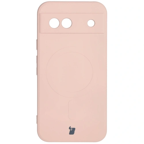 Silikonowe etui z pierścieniem magnetycznym Bizon Case Silicone Magnetic Sq do Google Pixel 8a jasnoróżowe