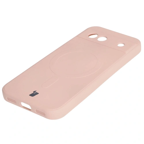 Silikonowe etui z pierścieniem magnetycznym Bizon Case Silicone Magnetic Sq do Google Pixel 8a jasnoróżowe