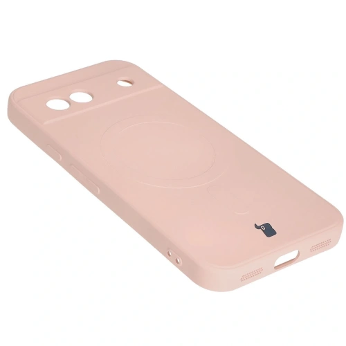 Silikonowe etui z pierścieniem magnetycznym Bizon Case Silicone Magnetic Sq do Google Pixel 8a jasnoróżowe