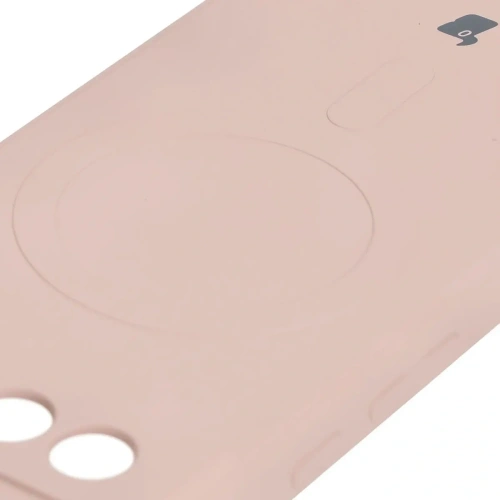 Silikonowe etui z pierścieniem magnetycznym Bizon Case Silicone Magnetic Sq do Google Pixel 8a jasnoróżowe