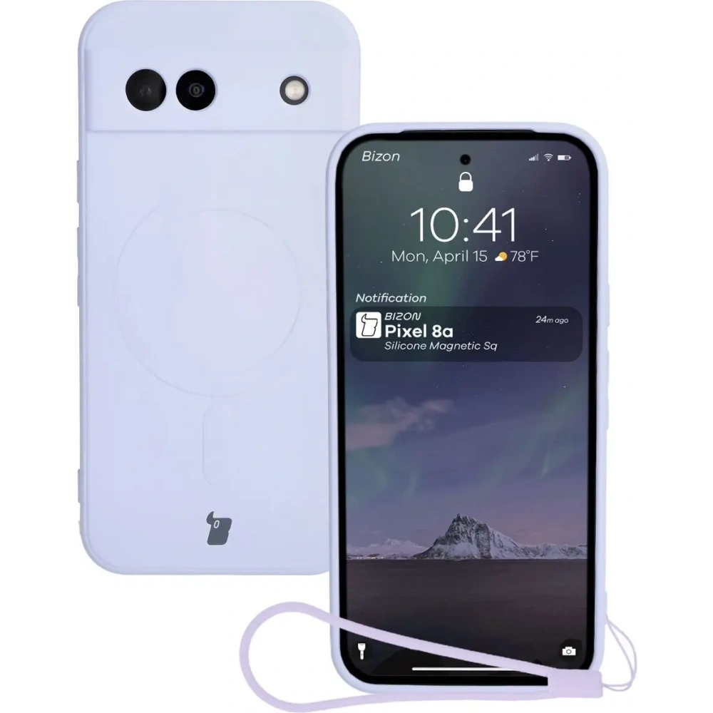 Hurtownia GSM - Silikonowe etui z pierścieniem magnetycznym Bizon Case Silicone Magnetic Sq do Google Pixel 8a jasnofioletowe - BIZ6520 - {ean13} - Hurt