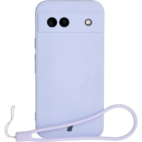 Silikonowe etui z pierścieniem magnetycznym Bizon Case Silicone Magnetic Sq do Google Pixel 8a jasnofioletowe