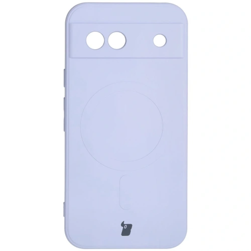 Silikonowe etui z pierścieniem magnetycznym Bizon Case Silicone Magnetic Sq do Google Pixel 8a jasnofioletowe