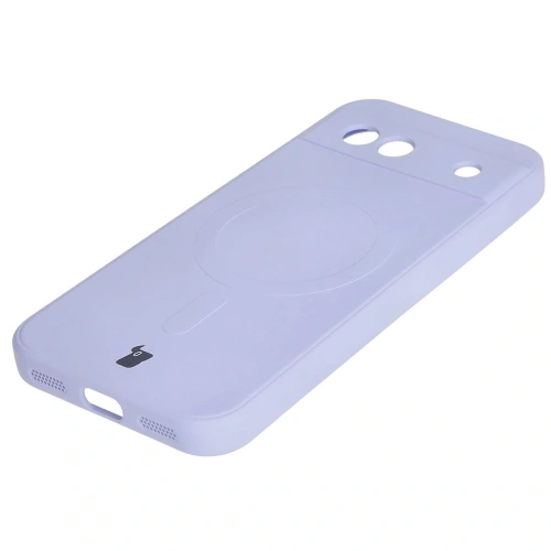 Silikonowe etui z pierścieniem magnetycznym Bizon Case Silicone Magnetic Sq do Google Pixel 8a jasnofioletowe