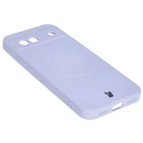 Silikonowe etui z pierścieniem magnetycznym Bizon Case Silicone Magnetic Sq do Google Pixel 8a jasnofioletowe