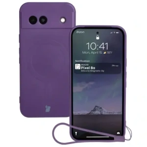 Hurtownia GSM - Silikonové pouzdro s magnetickým kroužkem Bizon Case Silicone Magnetic Sq pro Google Pixel 8a švestkové - BIZ6521 - {ean13} - Hurt