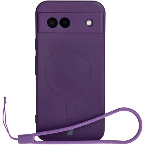 Silikonowe etui z pierścieniem magnetycznym Bizon Case Silicone Magnetic Sq do Google Pixel 8a śliwkowe