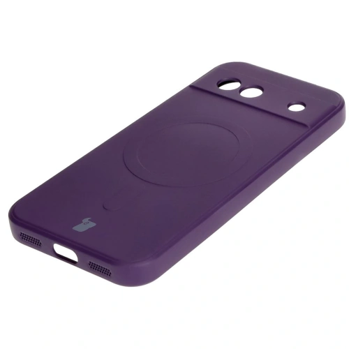 Silikonowe etui z pierścieniem magnetycznym Bizon Case Silicone Magnetic Sq do Google Pixel 8a śliwkowe