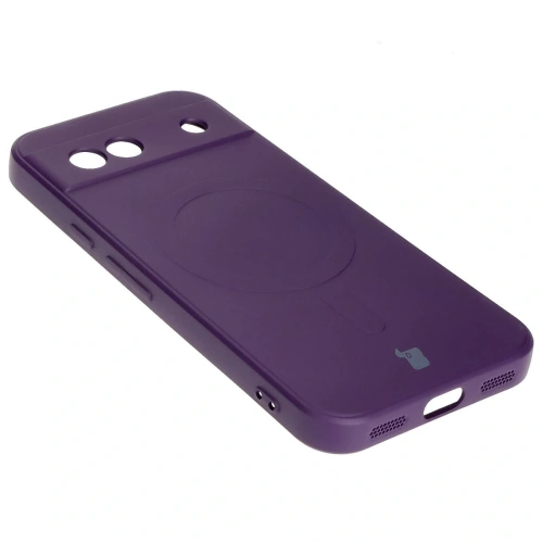 Silikonowe etui z pierścieniem magnetycznym Bizon Case Silicone Magnetic Sq do Google Pixel 8a śliwkowe