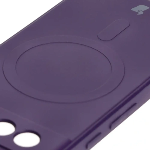 Silikonowe etui z pierścieniem magnetycznym Bizon Case Silicone Magnetic Sq do Google Pixel 8a śliwkowe