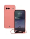 Silikonowe etui z pierścieniem magnetycznym Bizon Case Silicone Magnetic Sq do Google Pixel 8a brudnoróżowe