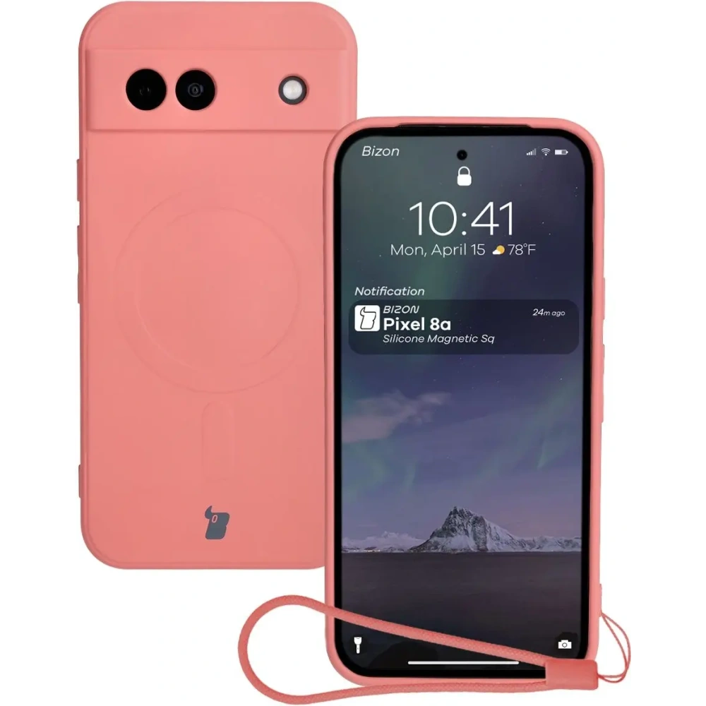 Hurtownia GSM - Silikonový obal s magnetickým kroužkem Bizon Case Silicone Magnetic Sq pro Google Pixel 8a špinavě růžový - BIZ6522 - {ean13} - Hurt