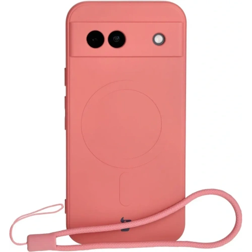 Silikonowe etui z pierścieniem magnetycznym Bizon Case Silicone Magnetic Sq do Google Pixel 8a brudnoróżowe