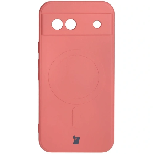 Silikonowe etui z pierścieniem magnetycznym Bizon Case Silicone Magnetic Sq do Google Pixel 8a brudnoróżowe