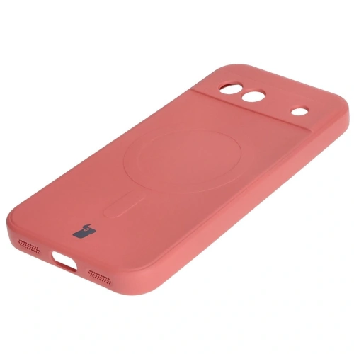 Silikonowe etui z pierścieniem magnetycznym Bizon Case Silicone Magnetic Sq do Google Pixel 8a brudnoróżowe
