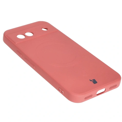 Silikonowe etui z pierścieniem magnetycznym Bizon Case Silicone Magnetic Sq do Google Pixel 8a brudnoróżowe