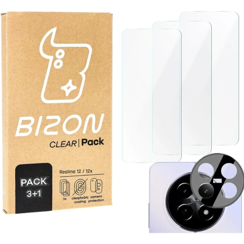 3x Szkło na ekran + szkło na aparat BIZON Clear do Realme 12 / 12x