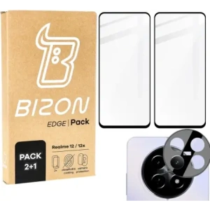 Hurtownia GSM - 2x tvrzené sklo na displej s rámečkem + sklo na fotoaparát Bizon Edge pro Realme 12/12x - BIZ6525 - {ean13} - Hurt