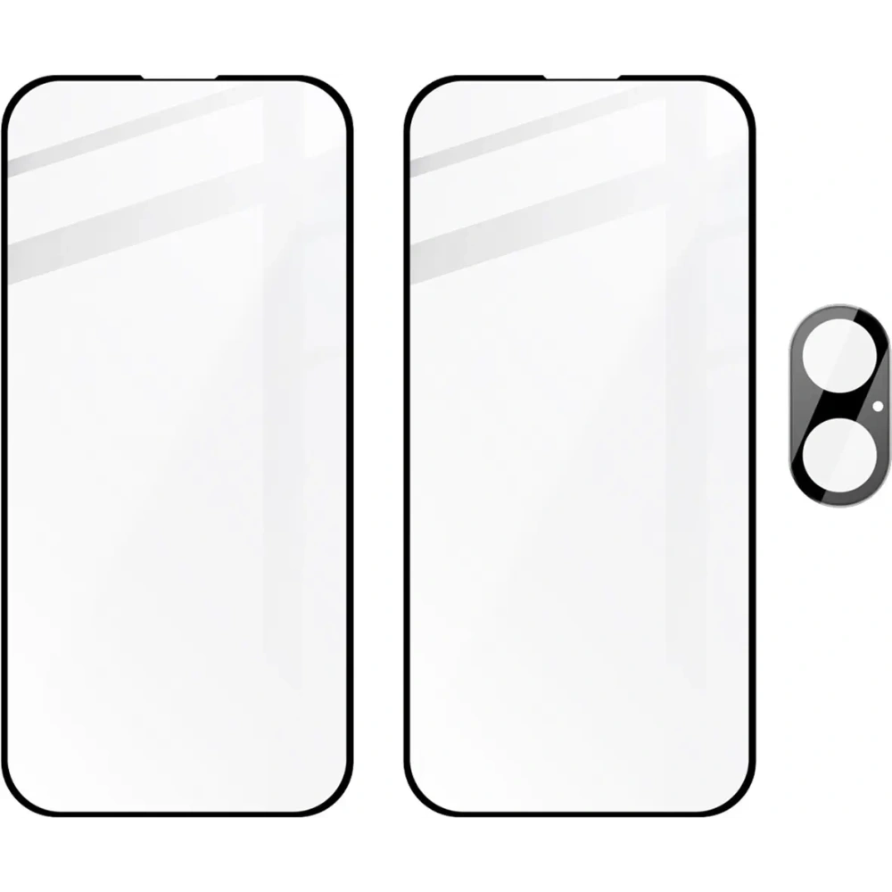 Wholesale Bizon Edge 2x tempered screen glass with frame + camera glass Apple iPhone 16 - BIZ6528 - {ean13} - Hurt