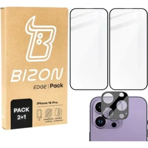 Hurtownia GSM - 2x Temperované sklo na obrazovku s rámečkem + sklo na fotoaparát Bizon Edge do Apple iPhone 16 Pro - BIZ6533 - {ean13} - Hurt