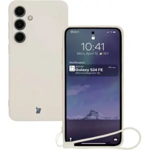Hurtownia GSM - Silikonové pouzdro s magnetickým kroužkem Bizon Case Silicone Magnetic Sq pro Samsung Galaxy S24 FE béžové - BIZ6535 - {ean13} - Hurt