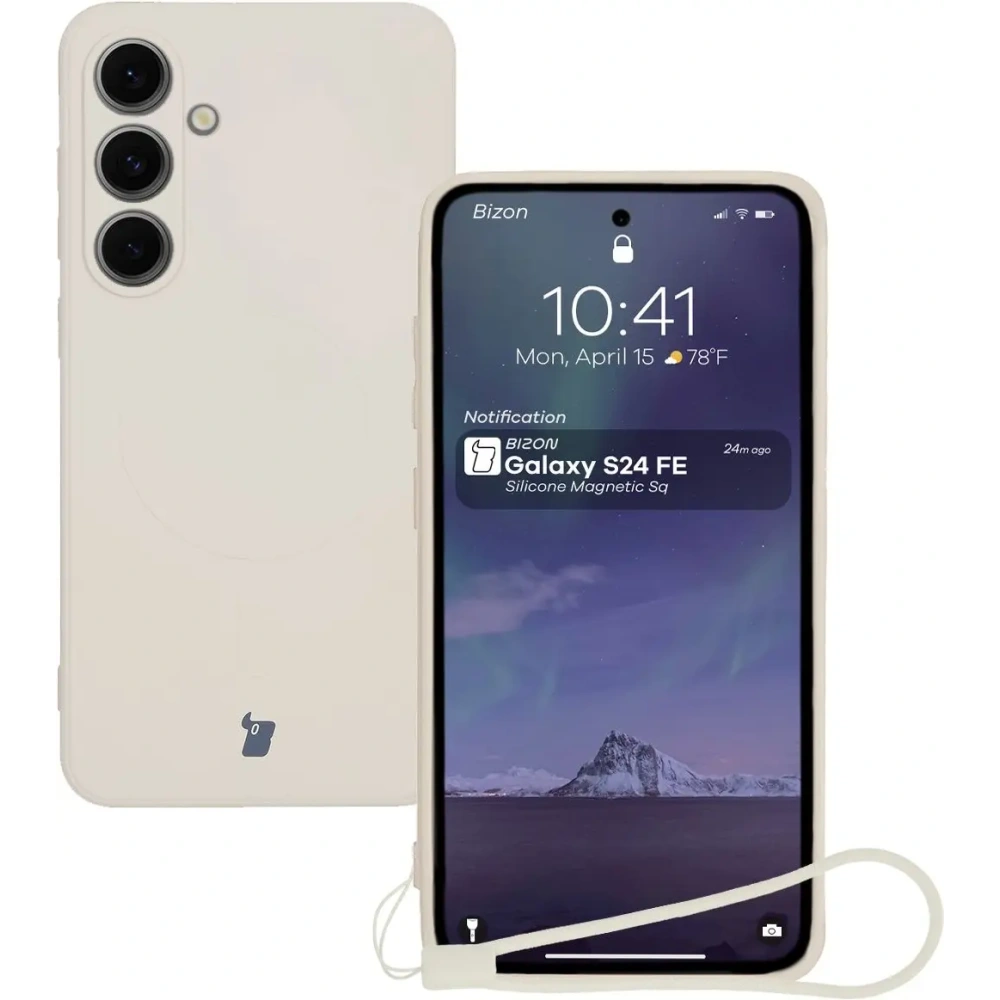 Hurtownia GSM - Silikonowe etui z pierścieniem magnetycznym Bizon Case Silicone Magnetic Sq do Samsung Galaxy S24 FE beżowe - BIZ6535 - {ean13} - Hurt
