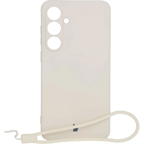 Silikonowe etui z pierścieniem magnetycznym Bizon Case Silicone Magnetic Sq do Samsung Galaxy S24 FE beżowe