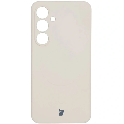 Silikonowe etui z pierścieniem magnetycznym Bizon Case Silicone Magnetic Sq do Samsung Galaxy S24 FE beżowe