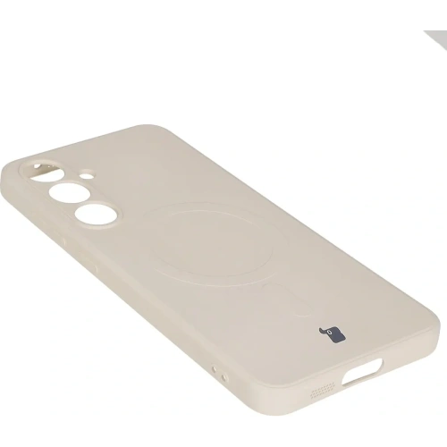 Silikonowe etui z pierścieniem magnetycznym Bizon Case Silicone Magnetic Sq do Samsung Galaxy S24 FE beżowe