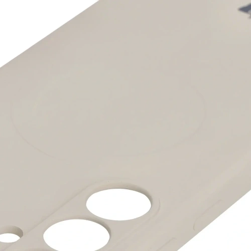 Silikonowe etui z pierścieniem magnetycznym Bizon Case Silicone Magnetic Sq do Samsung Galaxy S24 FE beżowe