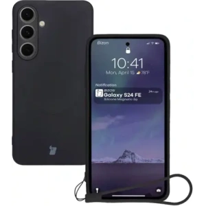 Hurtownia GSM - Silikonový obal s magnetickým kroužkem Bizon Case Silicone Magnetic Sq pro Samsung Galaxy S24 FE černý - BIZ6536 - {ean13} - Hurt