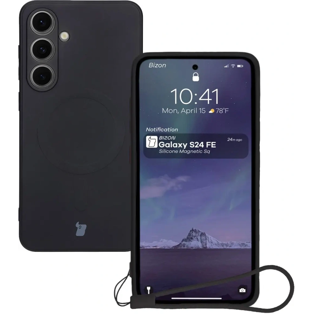 Hurtownia GSM - Silikonowe etui z pierścieniem magnetycznym Bizon Case Silicone Magnetic Sq do Samsung Galaxy S24 FE czarne - BIZ6536 - {ean13} - Hurt