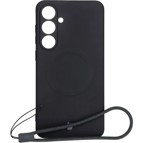 Silikonowe etui z pierścieniem magnetycznym Bizon Case Silicone Magnetic Sq do Samsung Galaxy S24 FE czarne