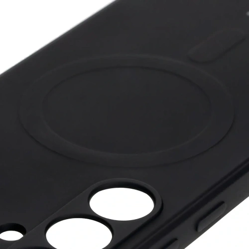 Silikonowe etui z pierścieniem magnetycznym Bizon Case Silicone Magnetic Sq do Samsung Galaxy S24 FE czarne