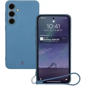 Hurtownia GSM - Silikonové pouzdro s magnetickým kroužkem Bizon Case Silicone Magnetic Sq pro Samsung Galaxy S24 FE tmavě modré - BIZ6537 - {ean13} - Hurt