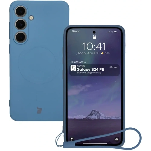 Silikonowe etui z pierścieniem magnetycznym Bizon Case Silicone Magnetic Sq do Samsung Galaxy S24 FE granatowe