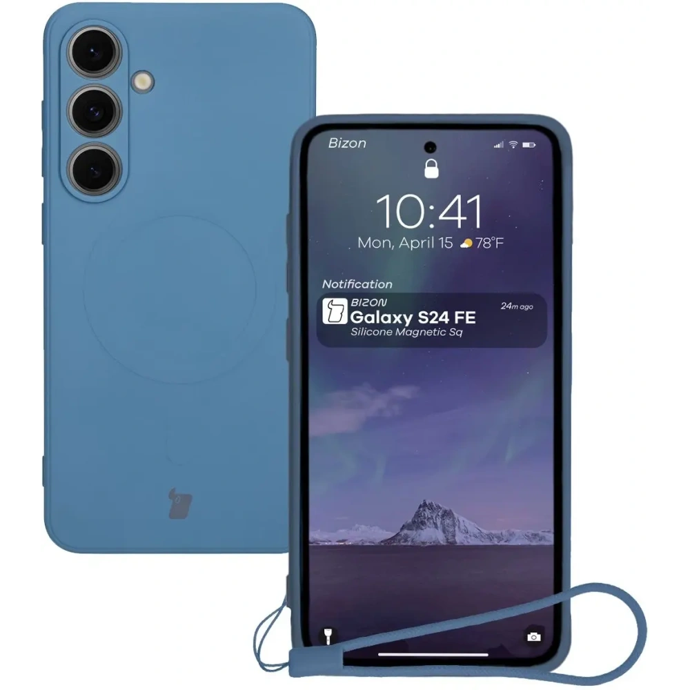 Hurtownia GSM - Silikonowe etui z pierścieniem magnetycznym Bizon Case Silicone Magnetic Sq do Samsung Galaxy S24 FE granatowe - BIZ6537 - {ean13} - Hurt