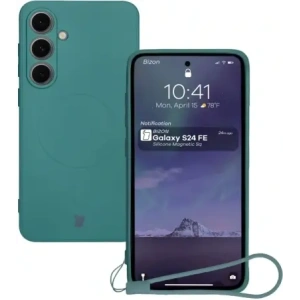 Hurtownia GSM - Silikonové pouzdro s magnetickým kroužkem Bizon Case Silicone Magnetic Sq pro Samsung Galaxy S24 FE tmavě zelené - BIZ6538 - {ean13} - Hurt