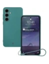 Silikonowe etui z pierścieniem magnetycznym Bizon Case Silicone Magnetic Sq do Samsung Galaxy S24 FE ciemnozielone