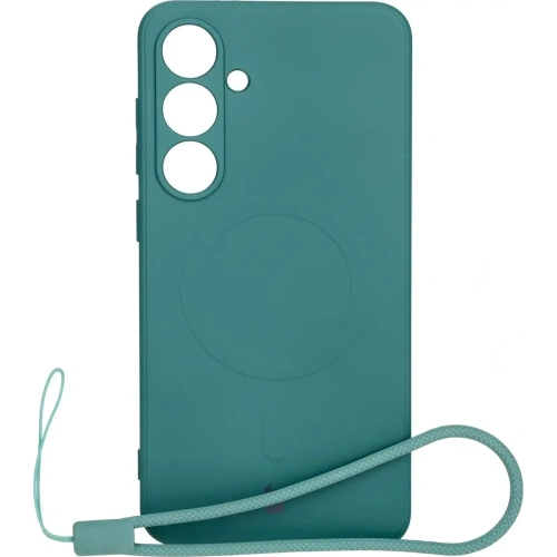 Silikonowe etui z pierścieniem magnetycznym Bizon Case Silicone Magnetic Sq do Samsung Galaxy S24 FE ciemnozielone