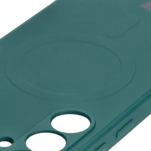 Silikonowe etui z pierścieniem magnetycznym Bizon Case Silicone Magnetic Sq do Samsung Galaxy S24 FE ciemnozielone