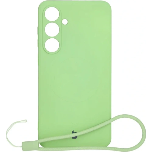 Silikonowe etui z pierścieniem magnetycznym Bizon Case Silicone Magnetic Sq do Samsung Galaxy S24 FE jasnozielone