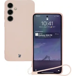 Hurtownia GSM - Silikonový obal s magnetickým kroužkem Bizon Case Silicone Magnetic Sq pro Samsung Galaxy S24 FE světle růžový - BIZ6541 - {ean13} - Hurt