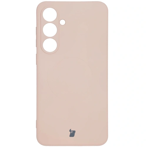 Silikonowe etui z pierścieniem magnetycznym Bizon Case Silicone Magnetic Sq do Samsung Galaxy S24 FE jasnoróżowe