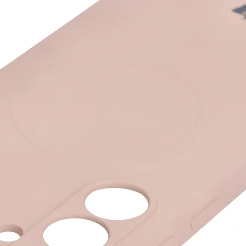 Silikonowe etui z pierścieniem magnetycznym Bizon Case Silicone Magnetic Sq do Samsung Galaxy S24 FE jasnoróżowe