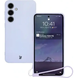 Hurtownia GSM - Silikonové pouzdro s magnetickým kroužkem Bizon Case Silicone Magnetic Sq pro Samsung Galaxy S24 FE světle fialové - BIZ6542 - {ean13} - Hurt