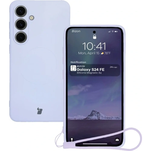 Silikonowe etui z pierścieniem magnetycznym Bizon Case Silicone Magnetic Sq do Samsung Galaxy S24 FE jasnofioletowe