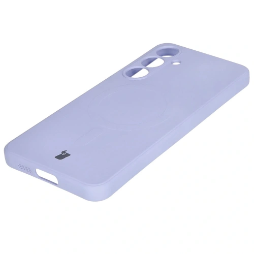 Silikonowe etui z pierścieniem magnetycznym Bizon Case Silicone Magnetic Sq do Samsung Galaxy S24 FE jasnofioletowe