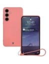 Silikonový obal s magnetickým kroužkem Bizon Case Silicone Magnetic Sq pro Samsung Galaxy S24 FE v barvě špinavé růžové